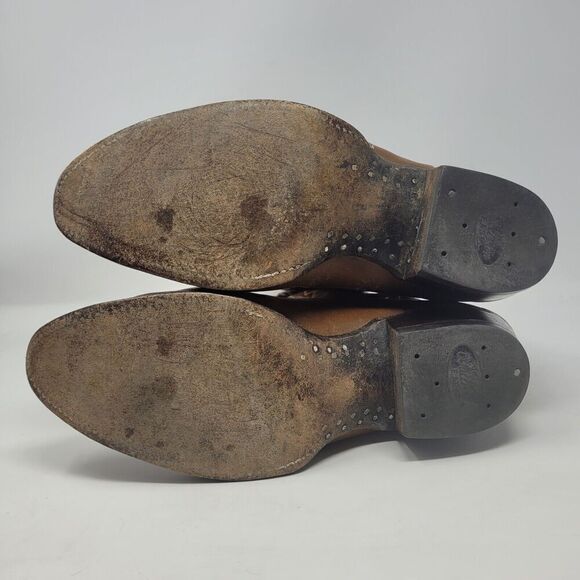 Vintage Tony Lama Boots Mens 8.5 Brown Leather Western Cowboy Rodeo - Picture 8 of 13